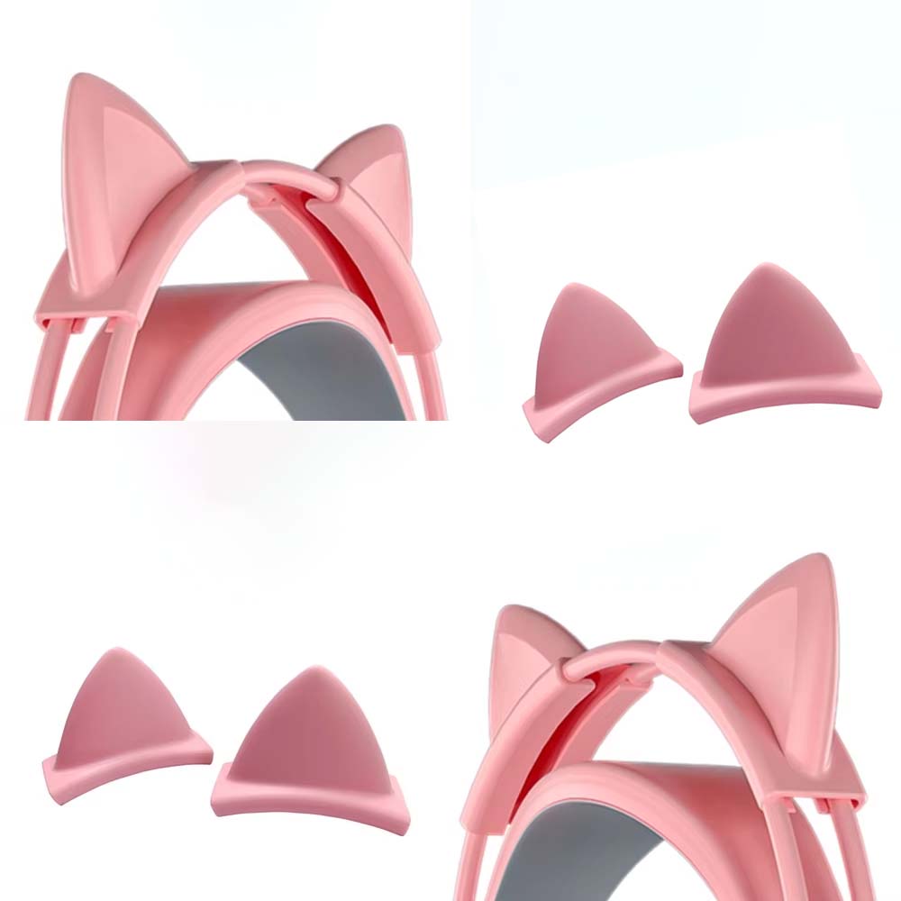 Gaming Accessories Girls - 핑크 실리콘 고양이 귀 펜던트 헤드폰