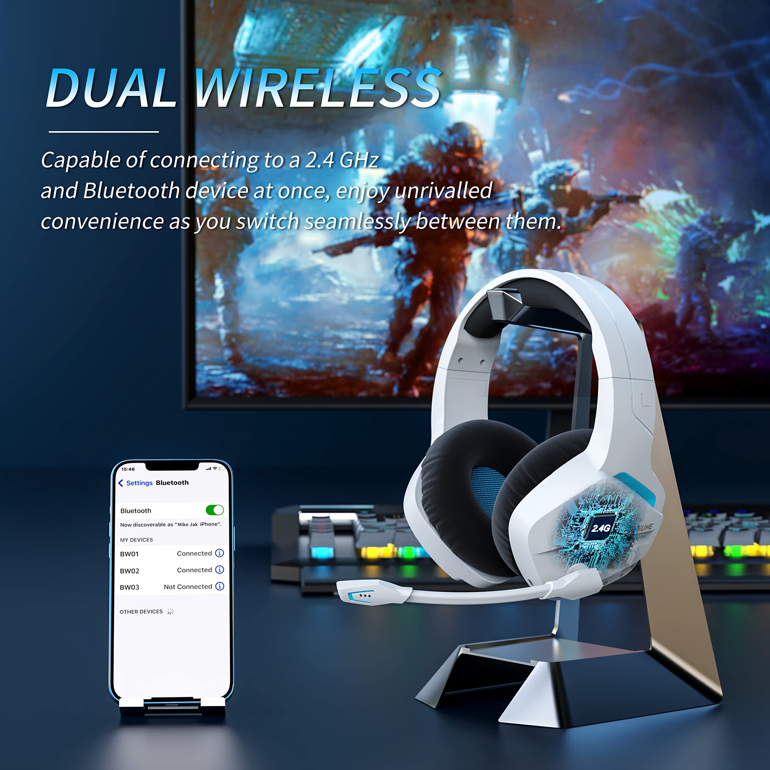 BINNUNE 게이밍 헤드셋, 노이즈 캔슬링 마이크 포 - Venom Gaming Accessories 리뷰 및 가격
