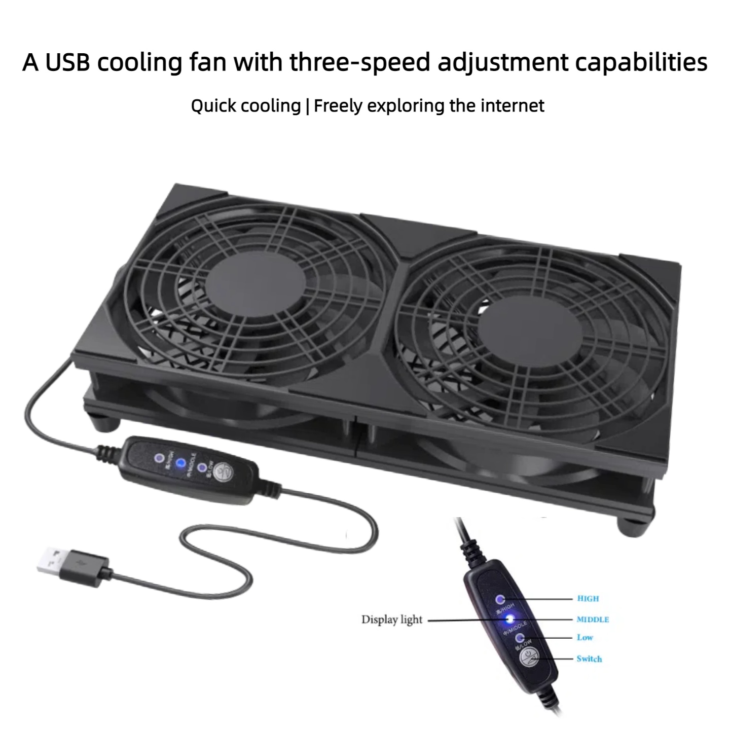 3단 속도 조절 기능이 있는 듀얼 USB 냉각 팬 |  - Gaming Accessories Rgb 리뷰 및 가격