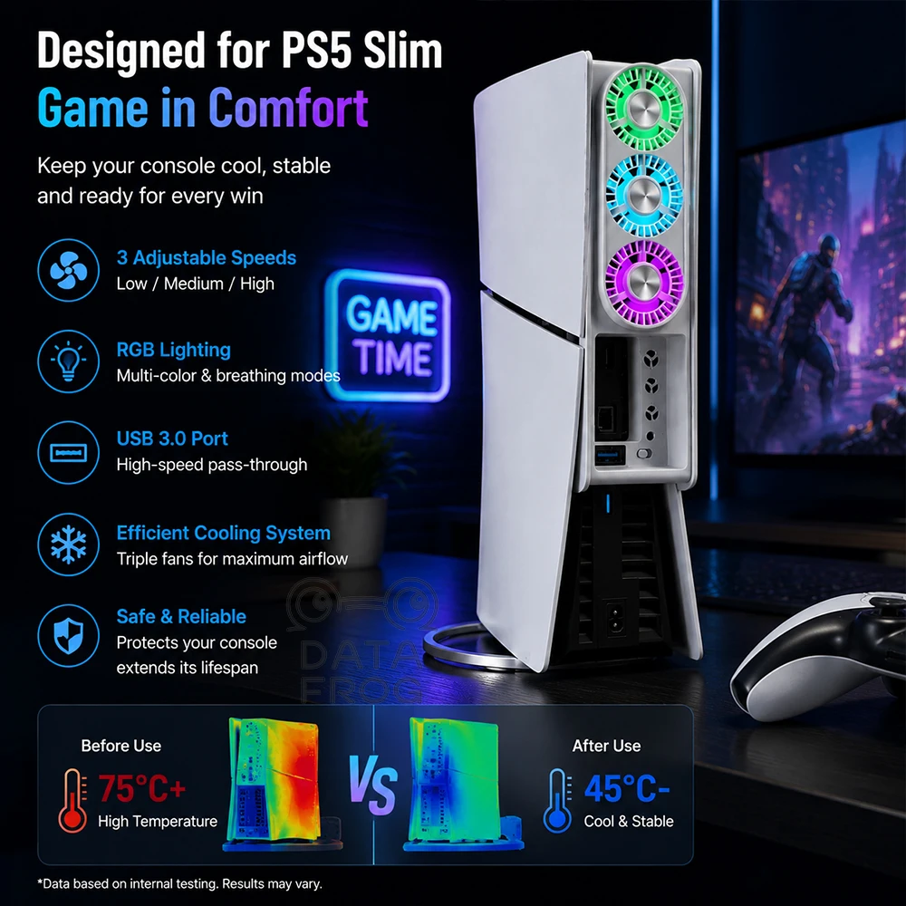 데이터 프로그 RGB 쿨러, PS5 슬림 호환, 장시간 - Gaming Accessories Rgb 리뷰 및 가격